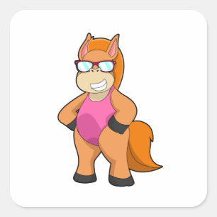 Horse with Sunglasses Square Sticker
