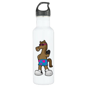 Horse with Sunglasses Stainless Steel Water Bottle