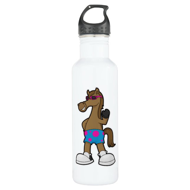 Horse with Sunglasses Stainless Steel Water Bottle (Front)