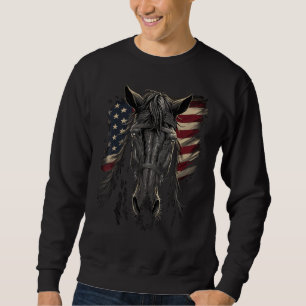 Horse With USA Flag Horseback Riding Equestrian Sweatshirt