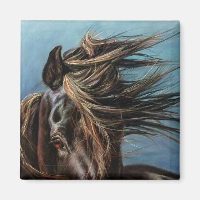 Horse with windblown mane: magnet (Front)