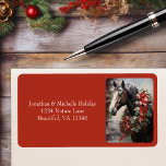 Horse with Winter Wreath Christmas Address Label<br><div class="desc">Celebrate the magic of the season with our stunning Winter Holiday Return Address Labels featuring a majestic horse adorned with a wintry wreath.</div>