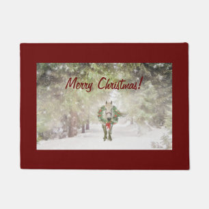 HORSE WITH WREATH HOLIDAY DOORMAT 18" x 24"