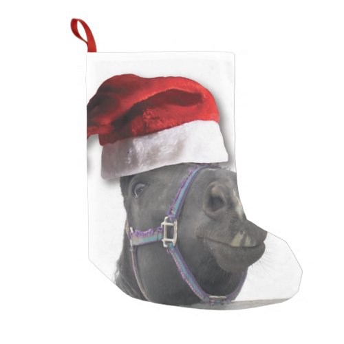 Horse withSanta Claus Hat Small Christmas Stocking