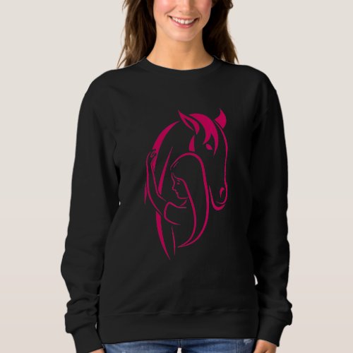 Horse Woman Silhouette Girl Female Young Woman Lov Sweatshirt
