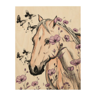 Horse Wood stamp Wall Art