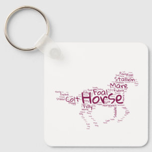 Horse Word Cloud Keychain – Equestrian Gift 