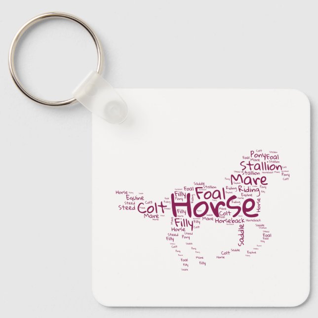 Horse Word Cloud Keychain – Equestrian Gift  (Front)