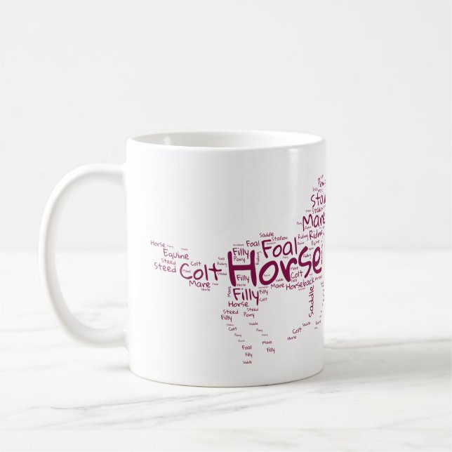 Horse Word Cloud Mug –Inspirational Equestrian Mug (Left)