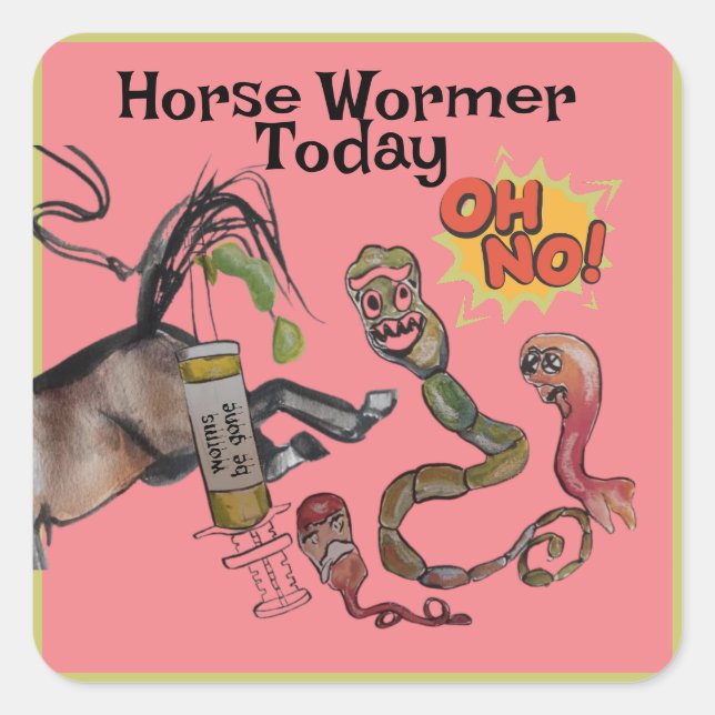 horse wormer  square sticker (Front)