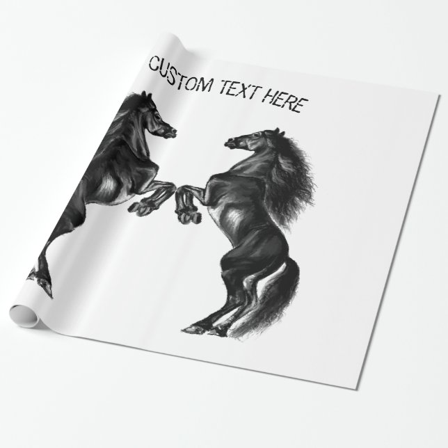 Horse Wrapping Paper - Custom Text and Colors (Unrolled)