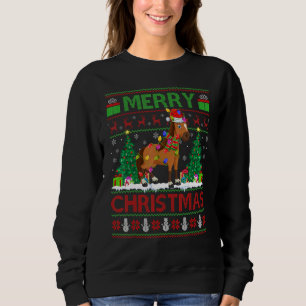 Horse   Xmas Tree Lights Ugly Santa Horse Christma Sweatshirt