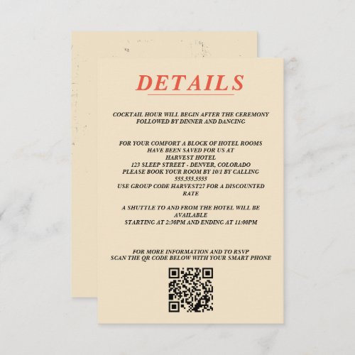 Horseback Canyon Couple QR Code and Details Enclosure Card