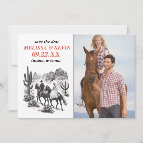 Horseback Canyon Couple Save the Date