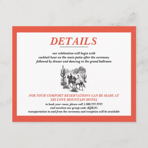 Horseback Canyon Couple Wedding Enclosure Card