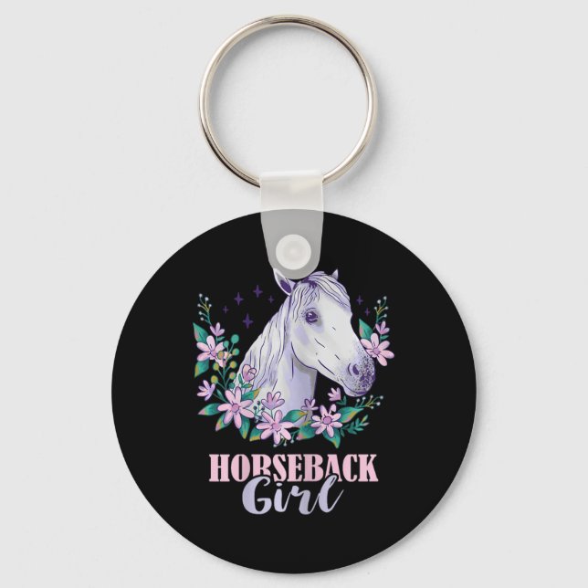Horseback Girl Horseback Riding Horse Lover Equest Keychain (Front)