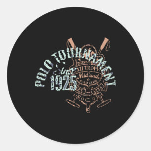 Horseback Polo Riding &amp; Polo Player Equestrian Classic Round Sticker