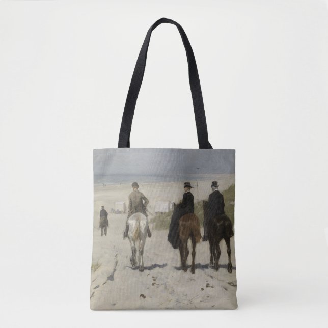 Horseback Ride along the Beach - Fine Art Tote Bag (Front)