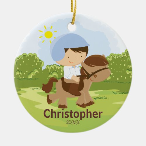 Horseback Rider Boy Christmas Ornament