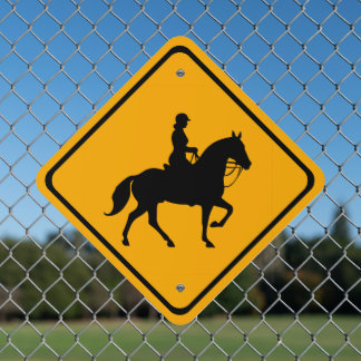 Horseback Rider Crossing Roadway Property Metal Sign