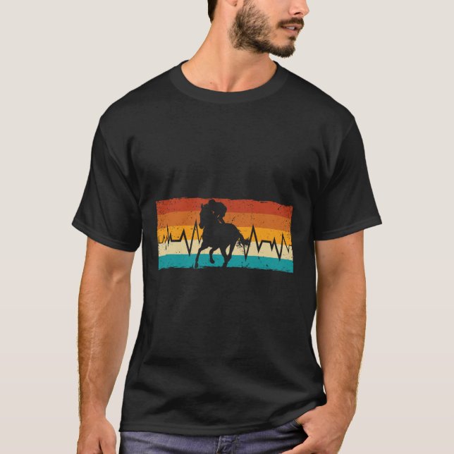 Horseback Rider Equestrian Heartbeat Horse Lover R T-Shirt (Front)
