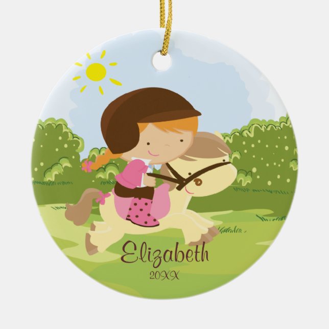 Horseback Rider Girl Christmas Ornament (Front)