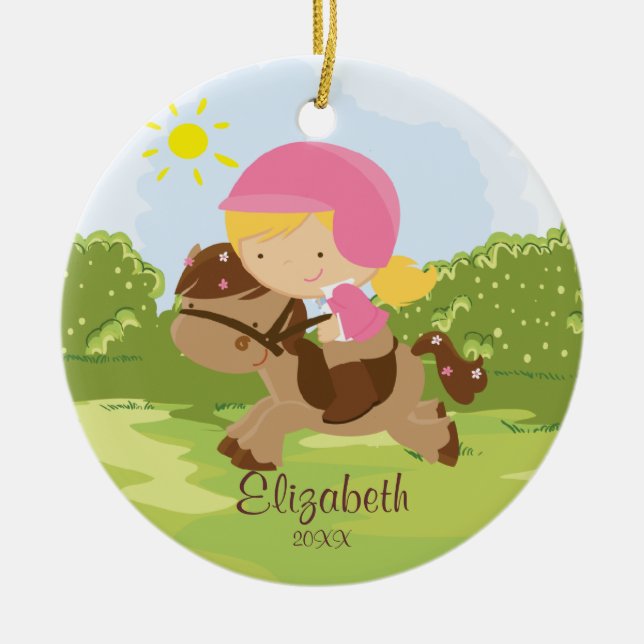 Horseback Rider Girl Christmas Ornament (Front)