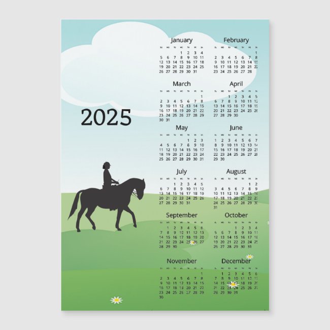 Horseback Riding 2025 Calendar Magnetic Card