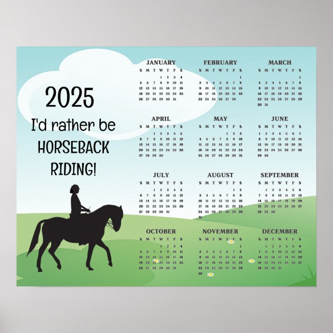 Horseback Riding 2025 Calendar Poster