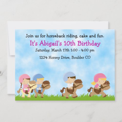 Horseback Riding Birthday Invitation, Girls &amp; Boys