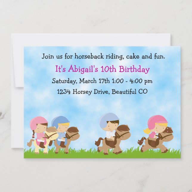 Horseback Riding Birthday Invitation, Girls & Boys Invitation (Front)