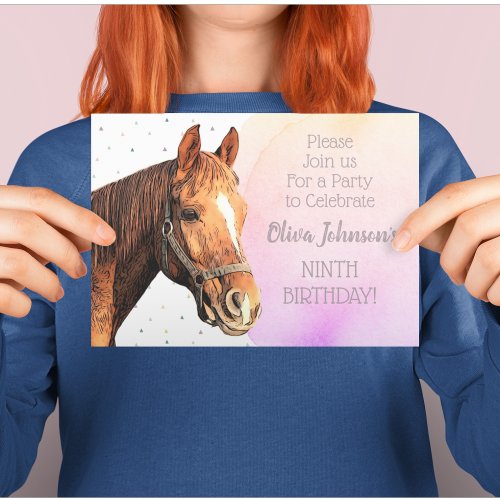 Horseback Riding Birthday Party Animal Pretty Pink Invitation