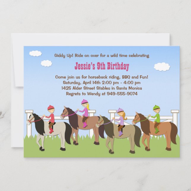 Horseback Riding Birthday Party Invitation (Front)