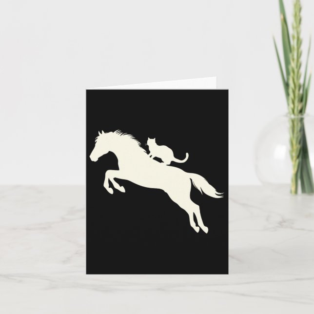 Horseback Riding Cat Silhouette For Animal Lovers  Card (Front)