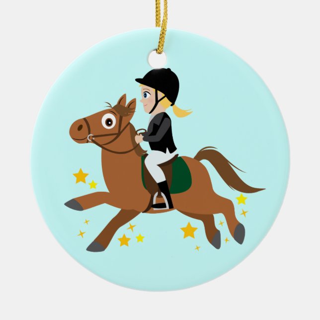 Horseback Riding Ceramic Ornament (Front)