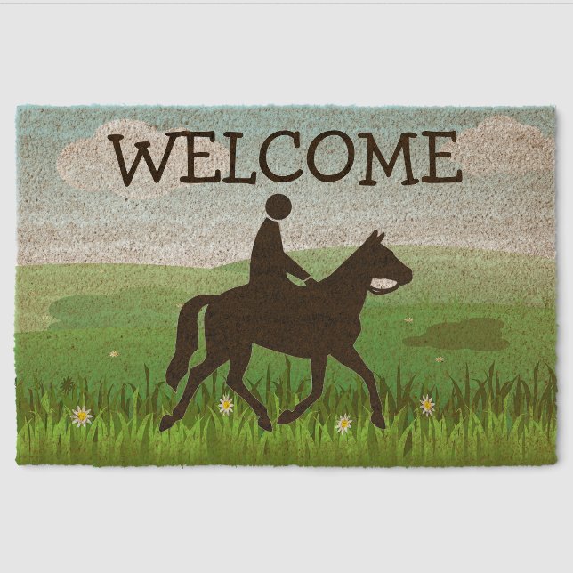 Horseback Riding Design Coir DoorMat Fiber Doormat (Front)