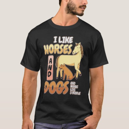 Horseback Riding Dogs Horses  3 People Horse Ride T_Shirt