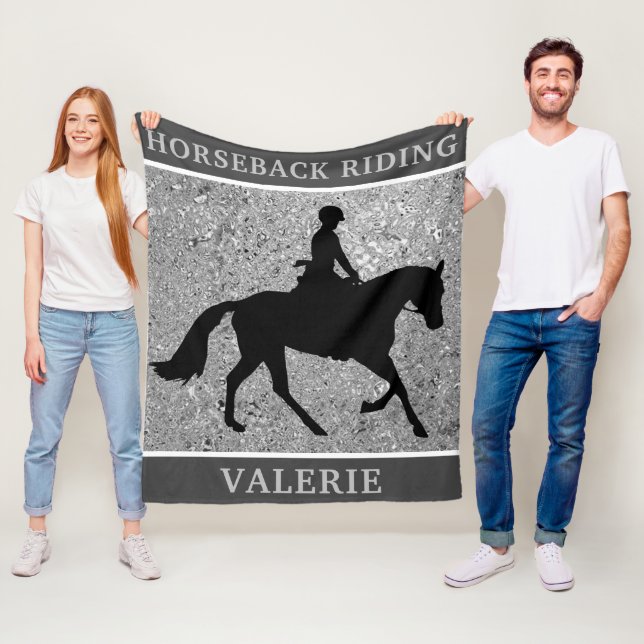 Horseback Riding Elegant Silver Horse Show Fleece Blanket (In Situ)