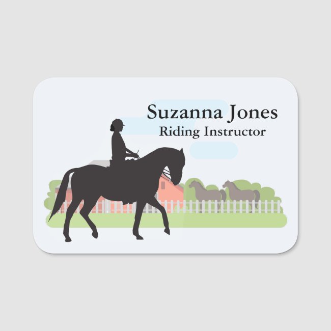 Horseback Riding Equestrian Design Name Tag