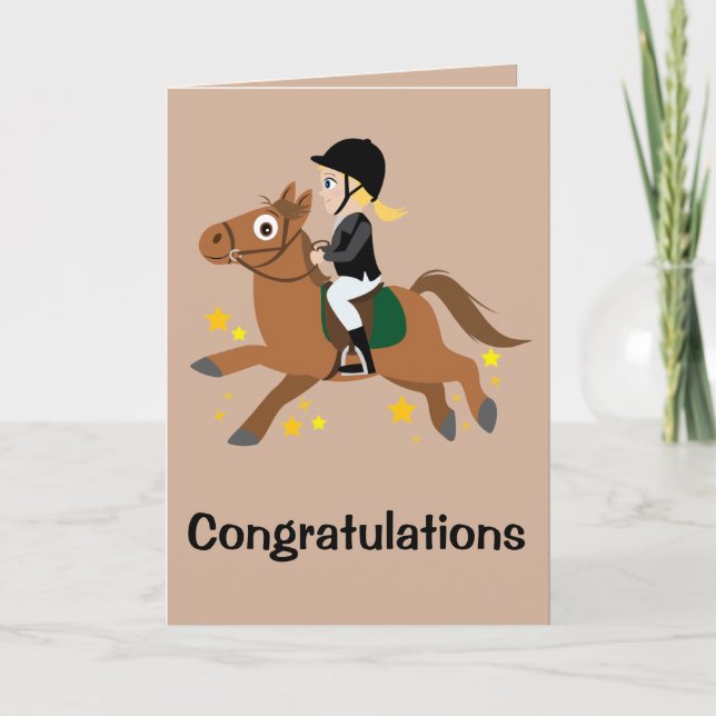 Horseback Riding Girl Performance Congratulations Card (Front)