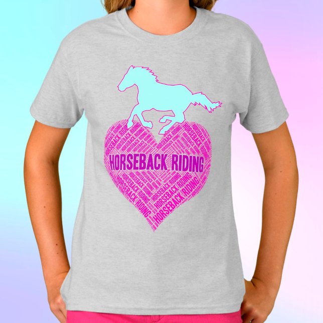 Horseback Riding Heart with Wild Pony   T-Shirt (Creator Uploaded)