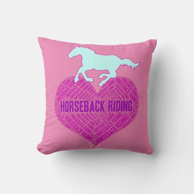 Horseback Riding Heart with Wild Pony   Throw Pillow (Front)