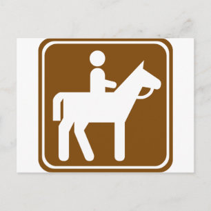 Horseback Riding Highway Sign Postcard
