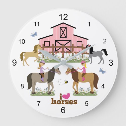 Horseback Riding Horse Girl Large Clock