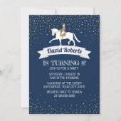 Horseback Riding Horse Party Navy & Gold Birthday Invitation (Front)