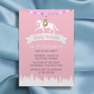Horseback Riding Horse Racing Party Pink Birthday Invitation