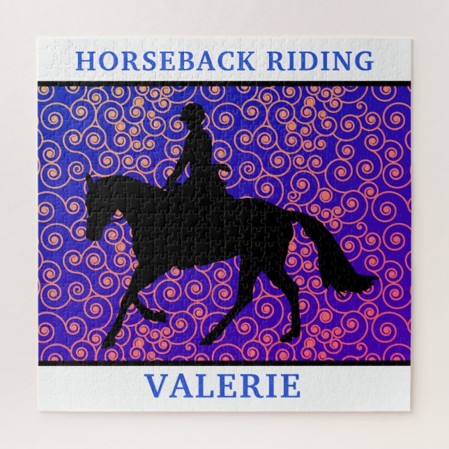 Horseback Riding Horse & Rider Swirl 676 Piece Jigsaw Puzzle (Vertical)