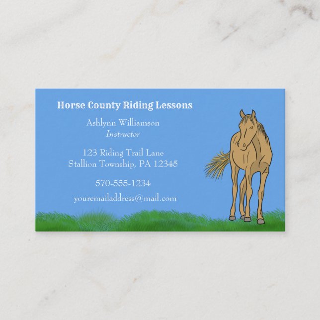 Horseback Riding Instructors Horse Themed Business Card (Front)
