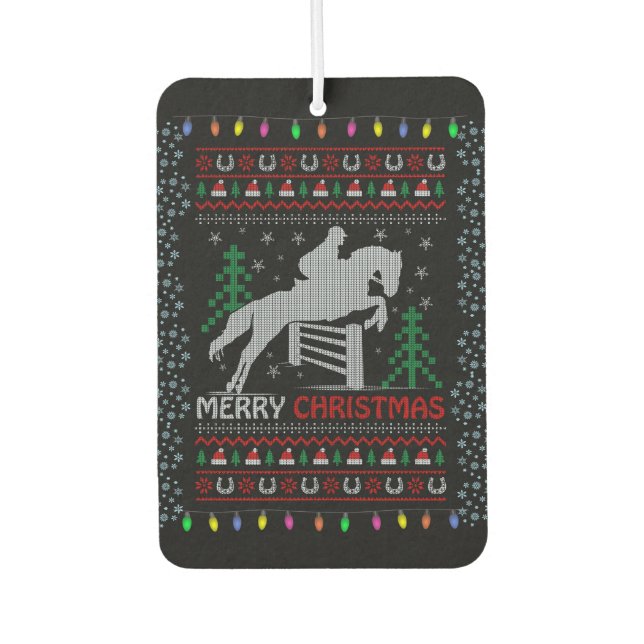 Horseback Riding Jumping Merry Christmas  Air Freshener (Front)