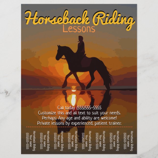 Horseback Riding Lessons. Horse Boarding.Trails Flyer (Front)